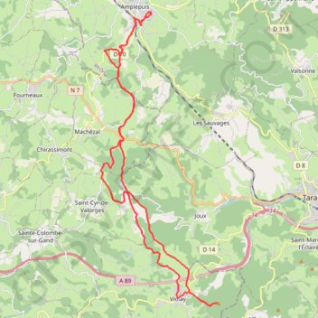 Trace GPS Amplepuis - tour Matagrin, itinéraire, parcours