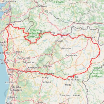 Trace GPS Volta Nortenha - Maia / Valença / Gerês / Bragança / Mogadou..., itinéraire, parcours