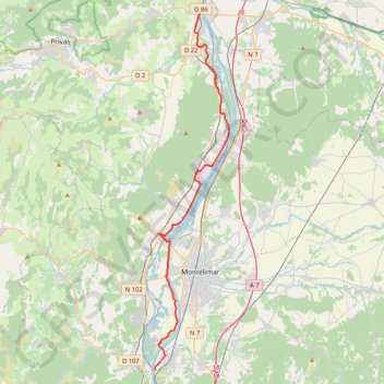 Trace GPS 15: ViaRhôna de Le Pouzin / Cruas à Chateauneuf du Rhône / Viviers, itinéraire, parcours