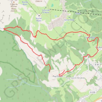 Trace GPS Boucle au départ de Puy Chalvin, itinéraire, parcours