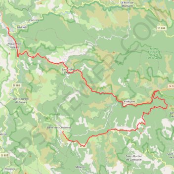 Trace GPS 160 kms de Florac jour 1, itinéraire, parcours