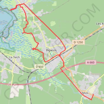 Trace GPS Balade de Mios dans 3 des ports du Delta de la Leyre (Biganos, Audenge), itinéraire, parcours
