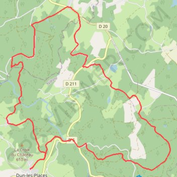Trace GPS Du Parc du Morvan - Dun les Places - Rocher de la Pérouse, itinéraire, parcours