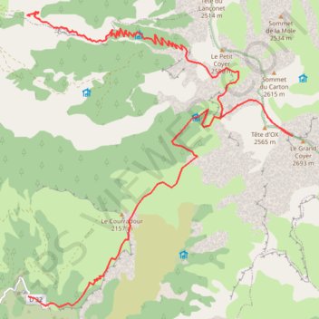 Trace GPS Grand Coyer, en boucle Gorge de Saint Pierre - Peyresc, itinéraire, parcours