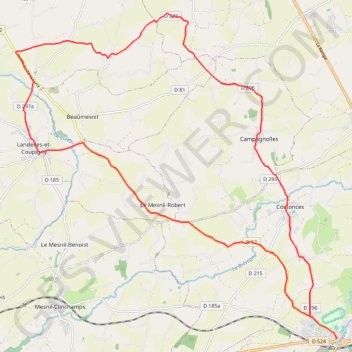 Trace GPS Boucle de Martilly via Campagnolles et Landelles-et-Coupigny, itinéraire, parcours