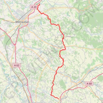 Trace GPS Liaison cyclo entre Garonne, Tarn et rivière Aveyron, itinéraire, parcours