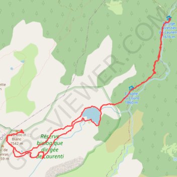 Trace GPS Roc Blanc et Etang Laurenti (Ariège), itinéraire, parcours