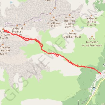 Trace GPS Col du Gleyzin depuis les Roches (Belledonne), itinéraire, parcours