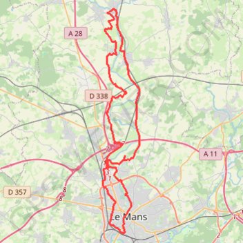 Trace GPS Le Mans nord, Coulaines, Montbizot, itinéraire, parcours