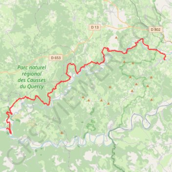 Trace GPS Béduer - Bouziès, itinéraire, parcours