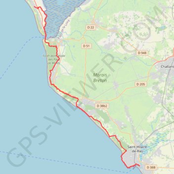 Trace GPS -10 Gite Noirmoutier Gite St Gille Croix de Vie, itinéraire, parcours