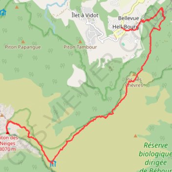 Trace GPS RandoPitons.re #1169 - La montée au Piton des Neiges depuis Hell-Bourg, itinéraire, parcours