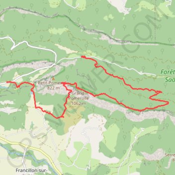 Trace GPS Saou - Petit Pommerolle - Grand Pommerolle, itinéraire, parcours