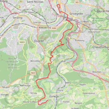 Trace GPS Mega 15km Liege Metropole 2022 Trail rando 21 km, itinéraire, parcours