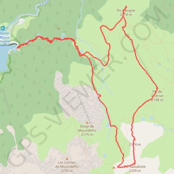 Trace GPS Pic Lavigne - Pic de Chérue - Pic Saoubiste, itinéraire, parcours
