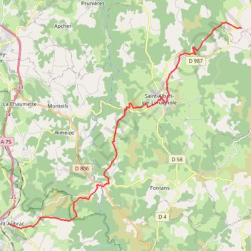 Trace GPS La Roche - Aumont-Aubrac, itinéraire, parcours
