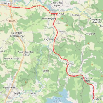 Trace GPS Chalabre - Mirepoix (Grande Traversée), itinéraire, parcours