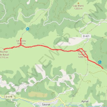 Trace GPS Rocher de Batail, itinéraire, parcours