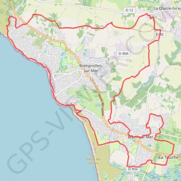 Trace GPS 201202 Brem_La Chaise_Bretignoles VTT, itinéraire, parcours