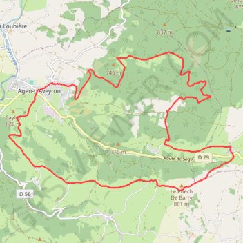 Trace GPS De Barry aux Palanges via Agen et Aujols - Le Vibal, itinéraire, parcours