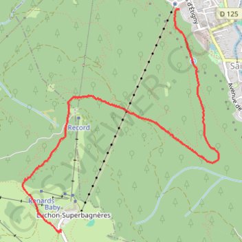 Trace GPS Superbagnères depuis Bagnères-de-Luchon par le chemin de la crémaillère, itinéraire, parcours