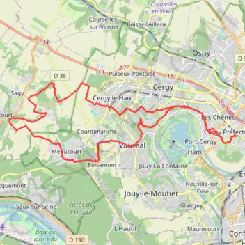 Trace GPS Cergy - Sagy - Chateau de Villette - Courdimanche, itinéraire, parcours