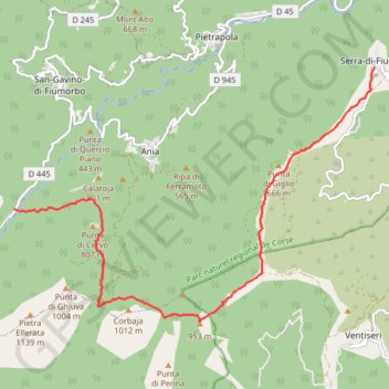Trace GPS Mare a Mare Centre - de Serra di Fiumorbu à San Gavino di Fiumorbo, itinéraire, parcours