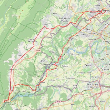 Trace GPS Boucle vélo Ferney-Fort-Écluse, itinéraire, parcours