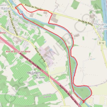 Trace GPS Buzet-sur-Baïse, un pont-canal sur la Baïse, itinéraire, parcours