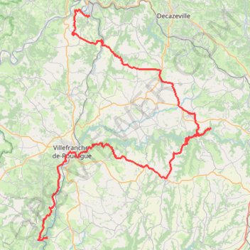 Trace GPS Circuit des 10 plus beaux villages de l'Aveyron - Najac - Capdenac, itinéraire, parcours