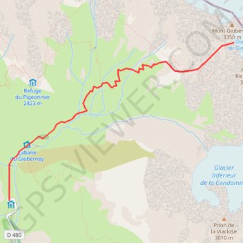 Trace GPS Col du Gioberney, itinéraire, parcours