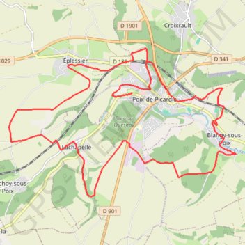 Trace GPS Circuit des vallées - Poix-de-Picardie, itinéraire, parcours
