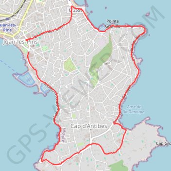 Trace GPS Cap d'Antibes par l'intérieur, itinéraire, parcours