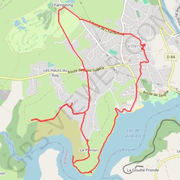 Trace GPS Echauffement autour du lac de Villerest, itinéraire, parcours