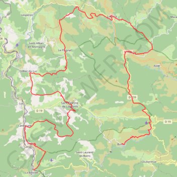 Trace GPS Tour de la Montagne Ardéchoise. De La Bastide-Puylaurent (Lozère) à Borne (Ardèche), itinéraire, parcours