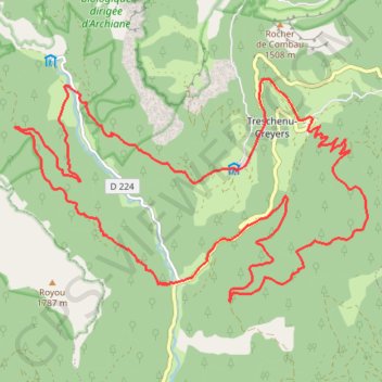 Trace GPS Serre Sambuc, Archiane, Ravin de Barri (Drôme), itinéraire, parcours