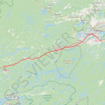 Trace GPS Espanola - Sudbury, itinéraire, parcours