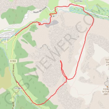 Trace GPS Sommet du Lasseron par le ravin de la Pinatelle., itinéraire, parcours