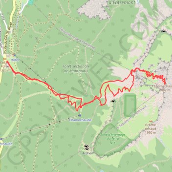 Trace GPS Chamechaude Directe NNW du sommet (Chartreuse), itinéraire, parcours