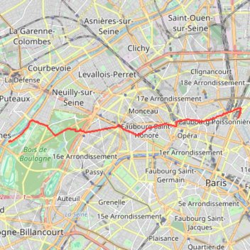 Trace GPS Gare de l'Est Camping Bois Boulogne, itinéraire, parcours