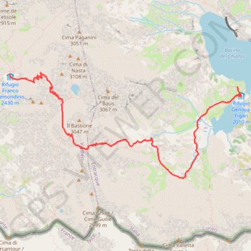 Trace GPS Refuge Rémondino - Pas de Brocan - Refuge Génova, itinéraire, parcours