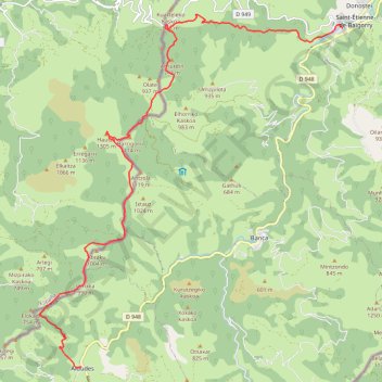 Trace GPS Baïgorry les Aldudes, itinéraire, parcours