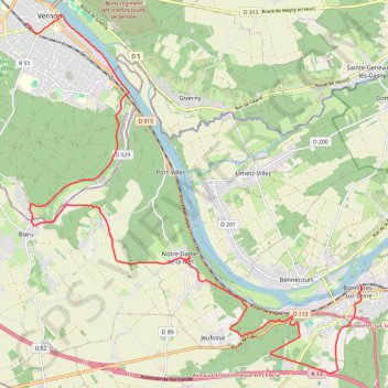 Trace GPS Bonnières-sur-Seine à Vernon, itinéraire, parcours