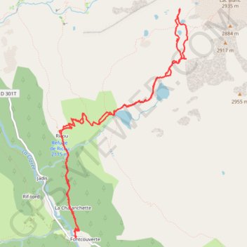 Trace GPS Lacs Laramon et Serpent et Gardioles - Névache (05), itinéraire, parcours