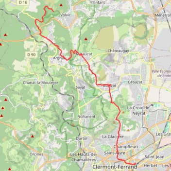 Trace GPS Clermont-Ferrand / Volvic, itinéraire, parcours