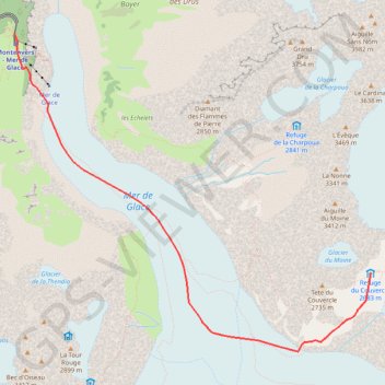 Trace GPS Refuge du Couvercle - Montenvers, itinéraire, parcours