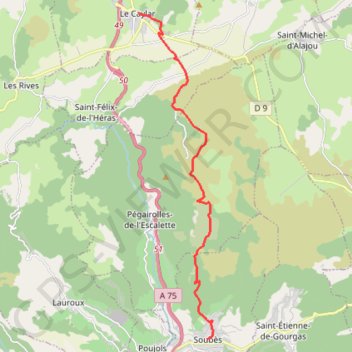 Trace GPS Le Caylar - Soubès, itinéraire, parcours