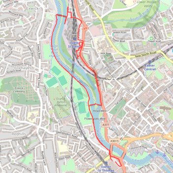 Trace GPS Exeter Walking, itinéraire, parcours