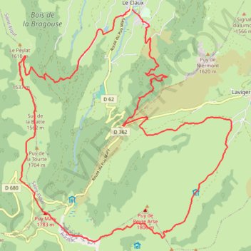 Trace GPS Puy Mary, itinéraire, parcours