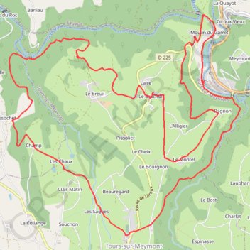 Trace GPS De Tours-sur-Meymont au Moulin du Garret, itinéraire, parcours